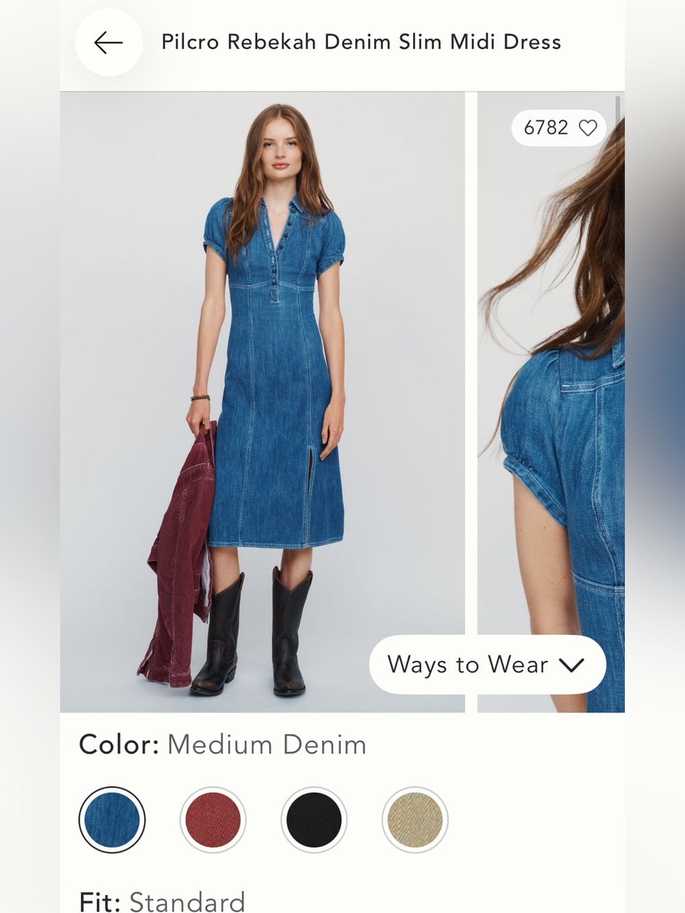 Anthropologie Pilcro Rebecca Denim slim midi Dress - color: med denim size large